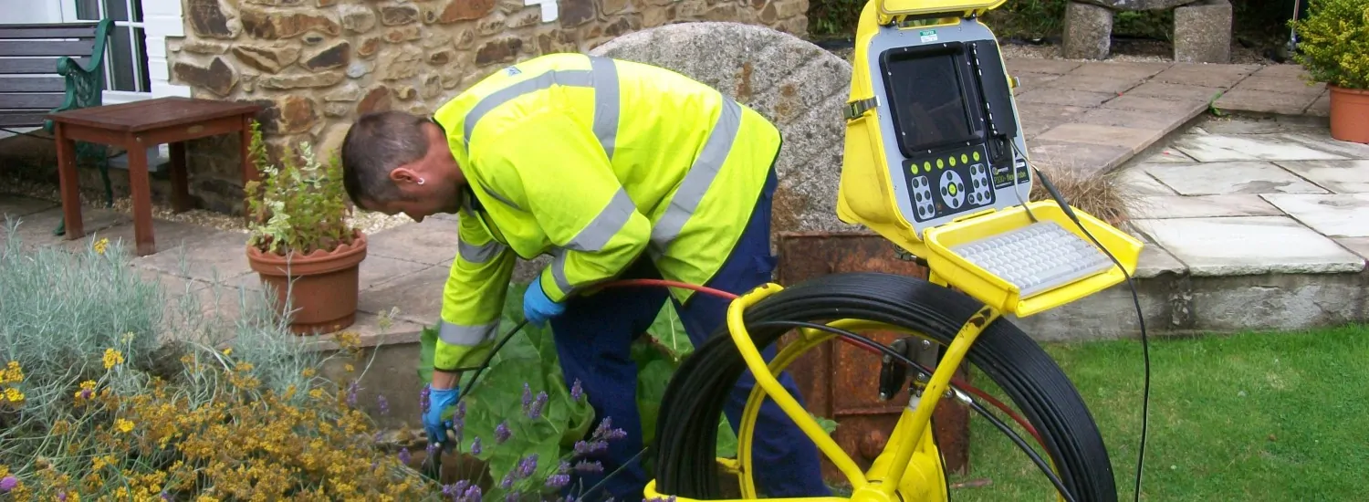 View of a drainage system inspection in Sutton, London